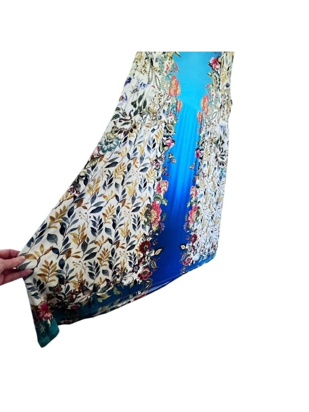 Johnny Was Womens Sz 2X Blu Easy Fit Midi Dress Soft Boho Floral Flowy Summer - Picture 6 of 16